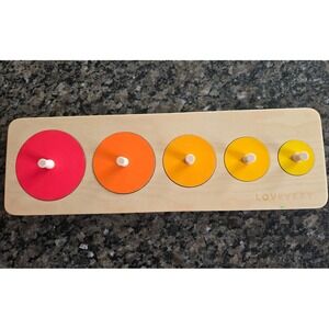 Lovevery Wooden Friends of All Sizes Circle Puzzle Rainbow Montessori Toy